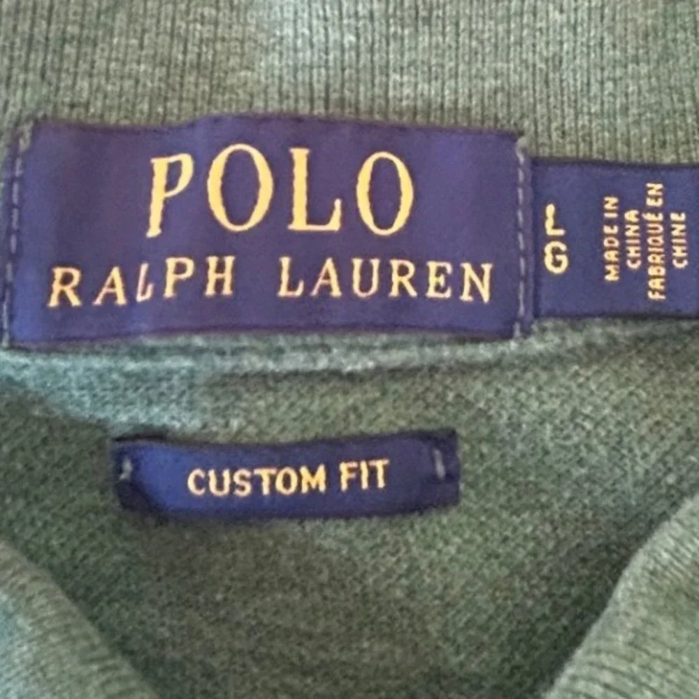 Polo Ralph Lauren Polo Shirt Large Green Custom Fit Pique Cotton Preppy Classic